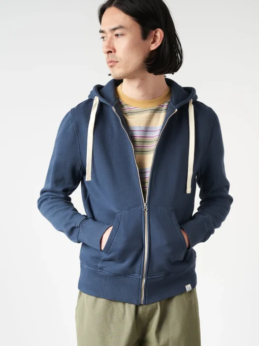Best - Hooded Zip Up in Denim Blue Sweatshirts