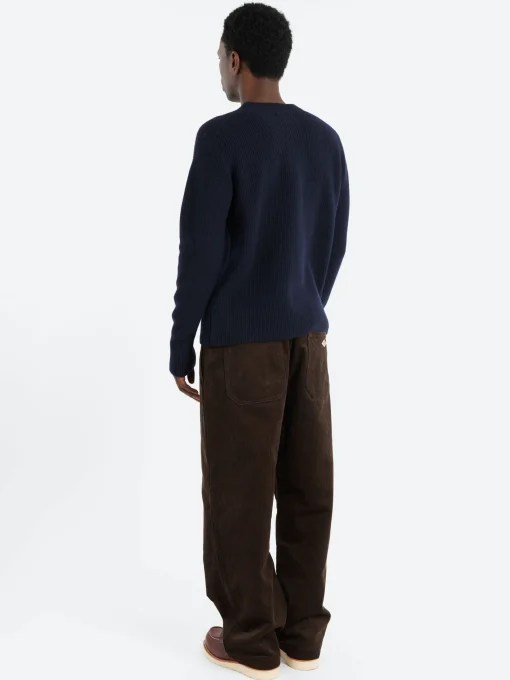 Outlet - LOCC02 Ribbed Pullover in Dark Navy Knitwear