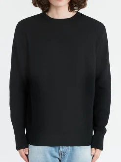 Hot - Ribbed Merino Crewneck in Black Knitwear