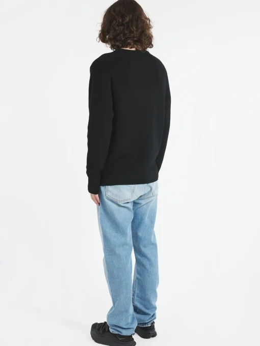 Hot - Ribbed Merino Crewneck in Black Knitwear