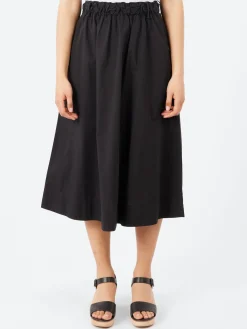 Clearance - SKIRT01 Relaxed Fit Skirt in Deep Black Women Dresses