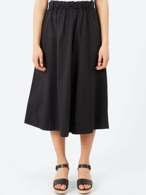 Clearance - SKIRT01 Relaxed Fit Skirt in Deep Black Women Dresses