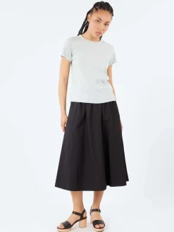 Clearance - SKIRT01 Relaxed Fit Skirt in Deep Black Women Dresses