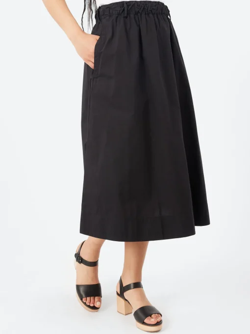 Clearance - SKIRT01 Relaxed Fit Skirt in Deep Black Women Dresses
