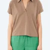 Sale - WLINEN03 Polo Shirt in Faded Grain Women Tops & Blouses