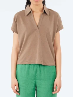 Sale - WLINEN03 Polo Shirt in Faded Grain Women Tops & Blouses