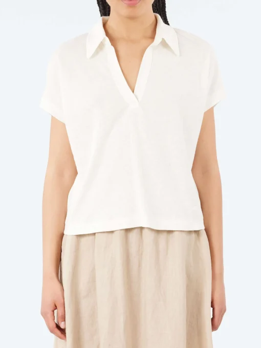 Best - WLINEN03 Polo Shirt in White Women Tops & Blouses