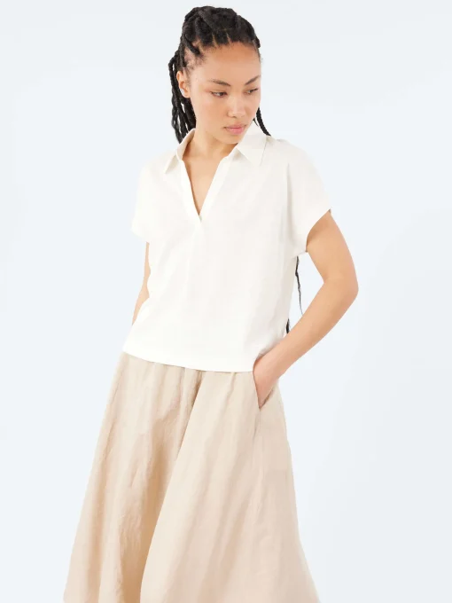 Best - WLINEN03 Polo Shirt in White Women Tops & Blouses