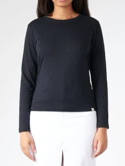 Outlet - Women's Relaxed Longsleeve T-Shirt in Deep Black Women Tops & Blouses | T-Shirts