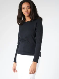 Outlet - Women's Relaxed Longsleeve T-Shirt in Deep Black Women Tops & Blouses | T-Shirts