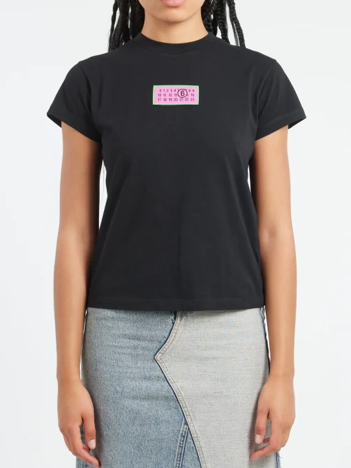 Hot MM6 - Numeric T-Shirt in Black Women Tops & Blouses | T-Shirts