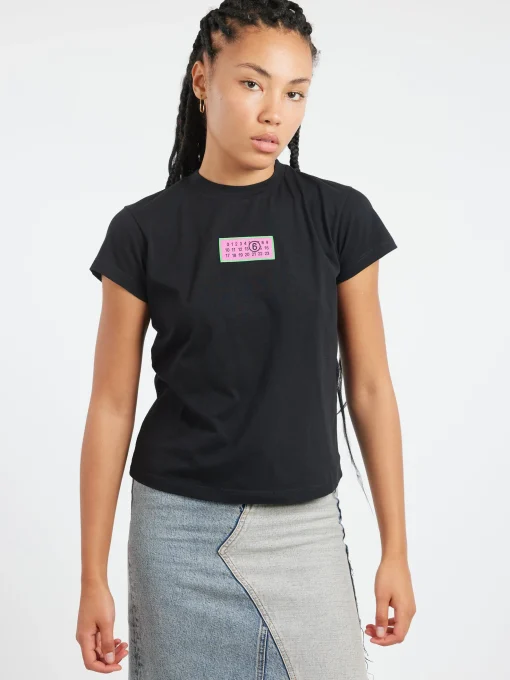 Hot MM6 - Numeric T-Shirt in Black Women Tops & Blouses | T-Shirts