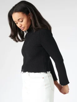 Discount MM6 - Raw Hem Camionneur Sweater in Black Women Tops & Blouses | Sweatshirts