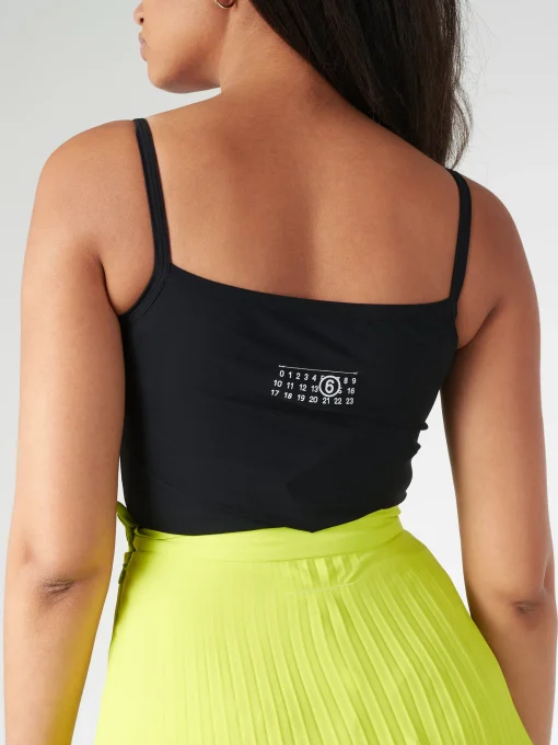 Clearance MM6 - Square Neck Bodysuit in Black Women Overalls & Jumpsuits | Intimates