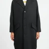 New MM6 - Wool Gabardine Coat in Black Women Outerwear