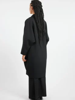 New MM6 - Wool Gabardine Coat in Black Women Outerwear