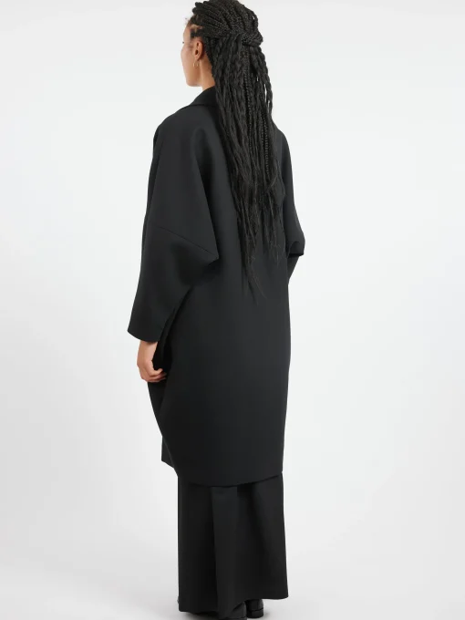 New MM6 - Wool Gabardine Coat in Black Women Outerwear