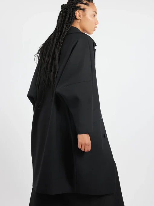 New MM6 - Wool Gabardine Coat in Black Women Outerwear