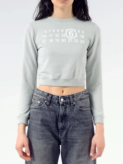 Best - Logo Cropped Sweatshirt in Sage Women Tops & Blouses | Sweatshirts