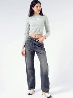 Best - Logo Cropped Sweatshirt in Sage Women Tops & Blouses | Sweatshirts