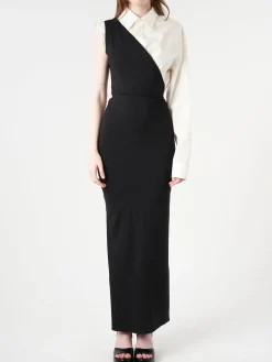 Clearance - Maxi Dress in Black and Off White Women Dresses