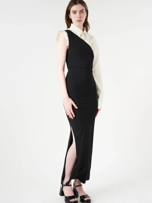 Clearance - Maxi Dress in Black and Off White Women Dresses