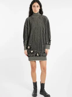 New - Reversible Mini Dress in Black and Beige Women Dresses