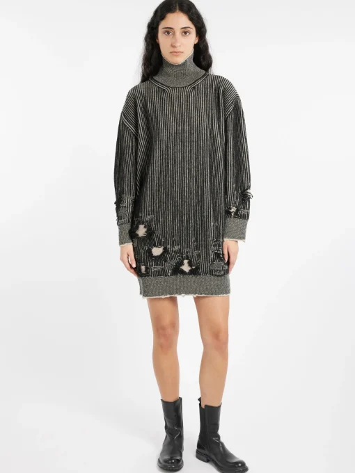 New - Reversible Mini Dress in Black and Beige Women Dresses