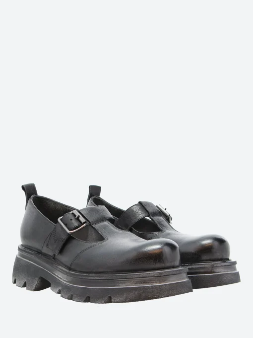 Sale - 76402L Buckle Strap Loafer in Nero Cusna Women Shoes | Overalls & Jumpsuits