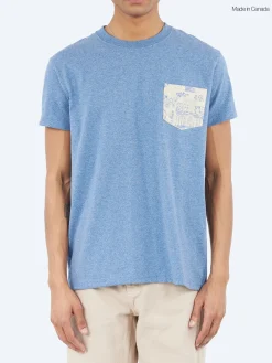 Hot - Linen Cats Pocket Tee in Heather Blue T-Shirts