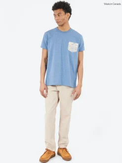 Hot - Linen Cats Pocket Tee in Heather Blue T-Shirts