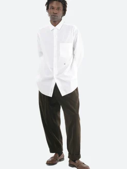 Clearance - Regular Collar Wind Shirt in Off White Button-Ups