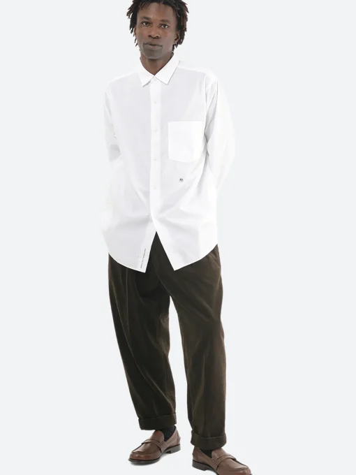 Clearance - Regular Collar Wind Shirt in Off White Button-Ups