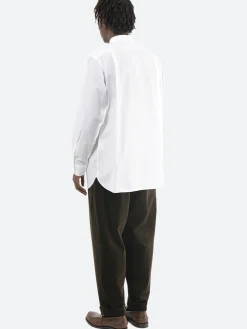 Clearance - Regular Collar Wind Shirt in Off White Button-Ups