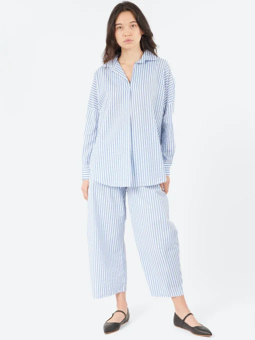 Fashion - Elastic Pleat Trousers in Riga Sky Women Pants
