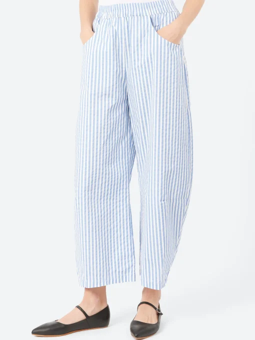 Fashion - Elastic Pleat Trousers in Riga Sky Women Pants