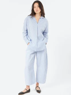 Fashion - Over V-Neck Blouse in Riga Sky Women Tops & Blouses