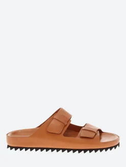 Fashion - Pelagie 003 Leather Sandals in Ginger Biscuit Nappa Women Overalls & Jumpsuits | Slides