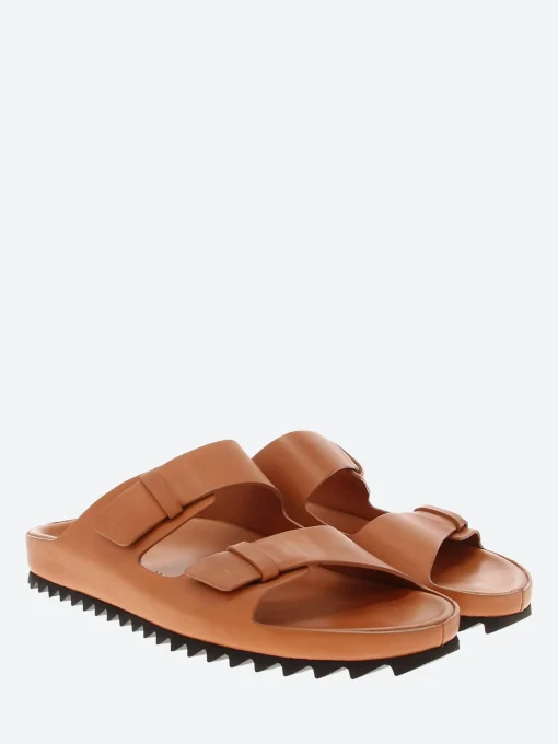 Fashion - Pelagie 003 Leather Sandals in Ginger Biscuit Nappa Women Overalls & Jumpsuits | Slides