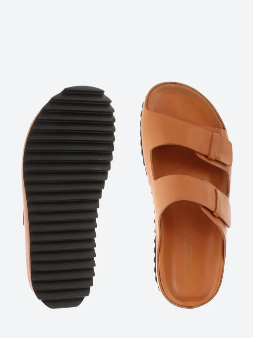 Fashion - Pelagie 003 Leather Sandals in Ginger Biscuit Nappa Women Overalls & Jumpsuits | Slides