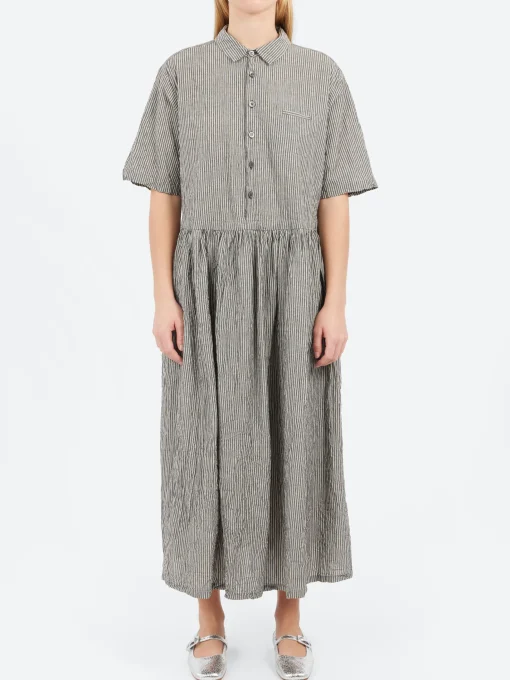 Clearance - C/L Stripe Short Sleeve Dress in Black Women Overalls & Jumpsuits | Dresses