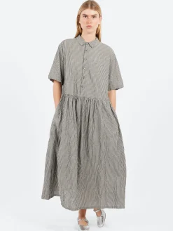 Clearance - C/L Stripe Short Sleeve Dress in Black Women Overalls & Jumpsuits | Dresses