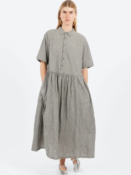 Clearance - C/L Stripe Short Sleeve Dress in Black Women Overalls & Jumpsuits | Dresses