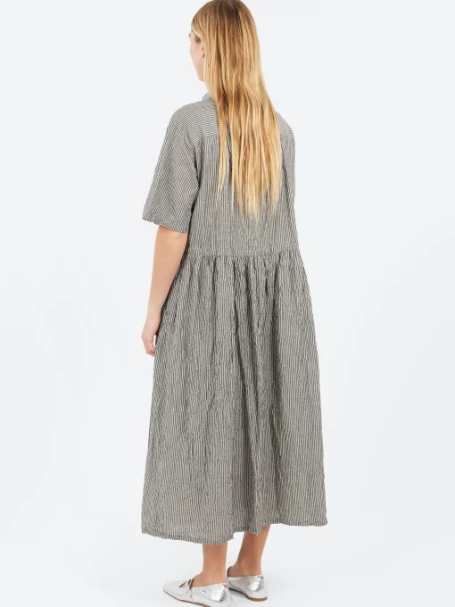 Clearance - C/L Stripe Short Sleeve Dress in Black Women Overalls & Jumpsuits | Dresses