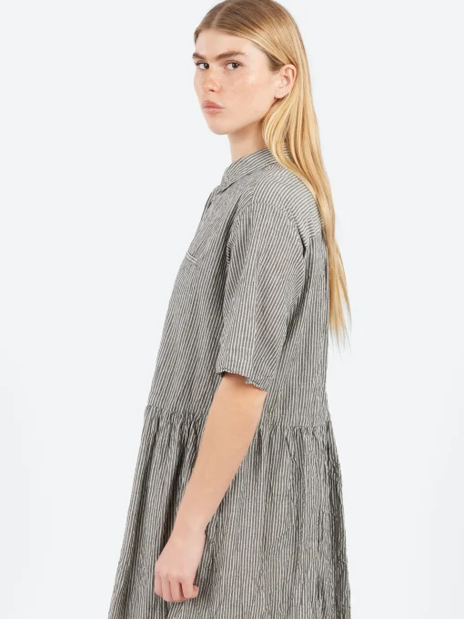Clearance - C/L Stripe Short Sleeve Dress in Black Women Overalls & Jumpsuits | Dresses