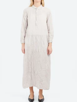 Clearance - Classic Crinkle Dress in Grey Women Dresses