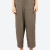 Fashion - Linen Twill Wide Pants in Khaki Women Pants