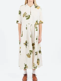 Outlet - Summer Botanical Print Dress in Ivory Women Dresses
