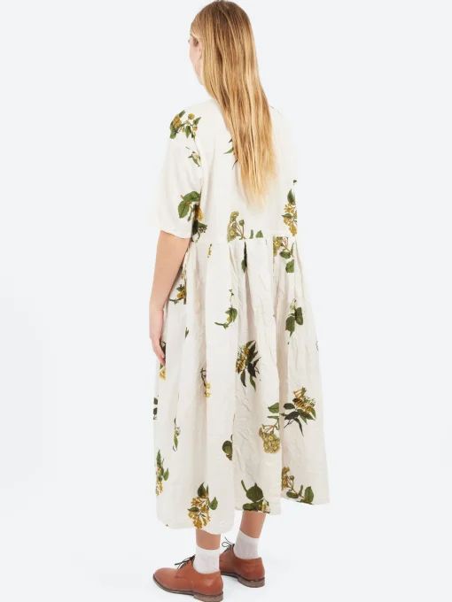 Outlet - Summer Botanical Print Dress in Ivory Women Dresses