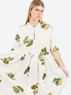 Outlet - Summer Botanical Print Dress in Ivory Women Dresses